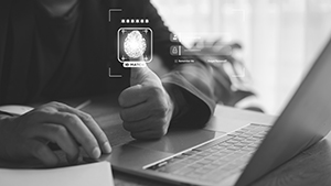 Security of future technology and Cybernetics on the Internet, finger scanning allows access to security and identification of big Data businesses, bank and Cloud Computers.